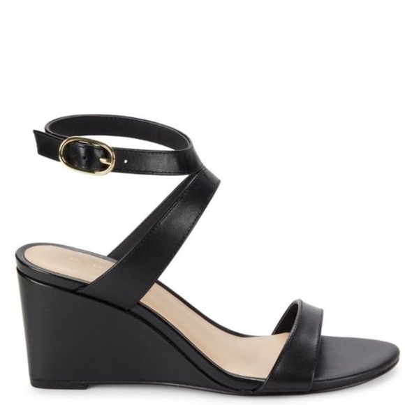 NEW! STUART WEITZMAN Black Avenue Leather Wedge Sandals - Size 10US/EU40.5 - Picture 5 of 13